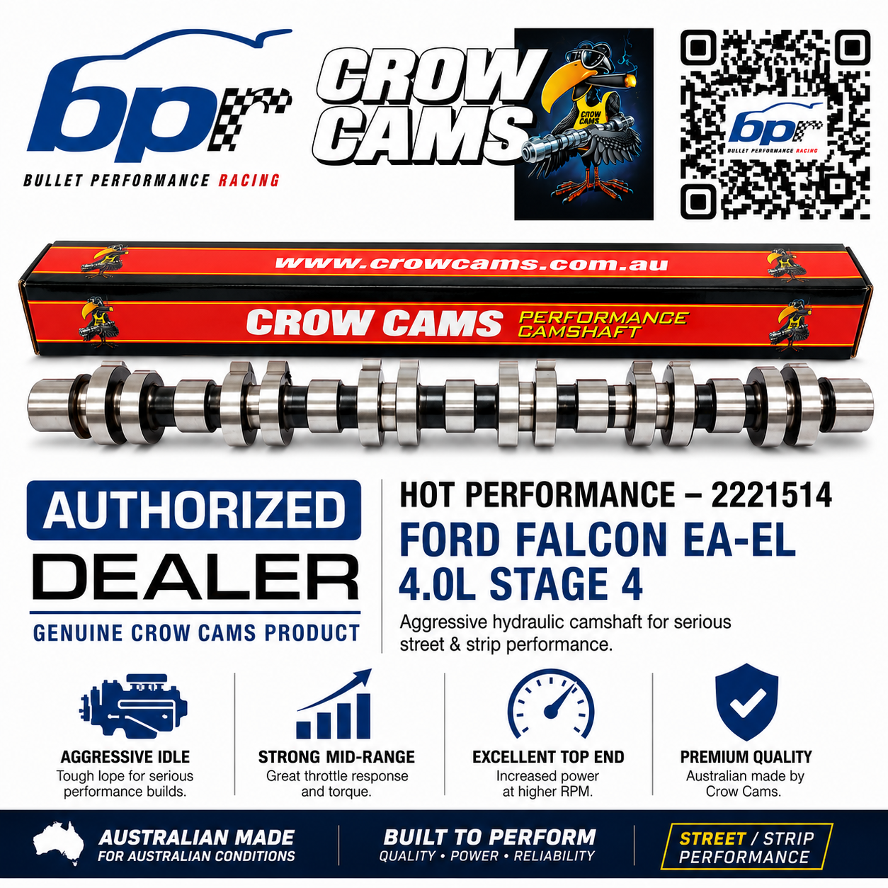 CrowCams Hot Performance Camshaft Stage 4 Ford Falcon EA EB ED EL EF 4.0L 2221514