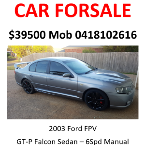 2003 GT-P Falcon Sedan – 6Spd Manual - VIC - Ring Matt 0418102616