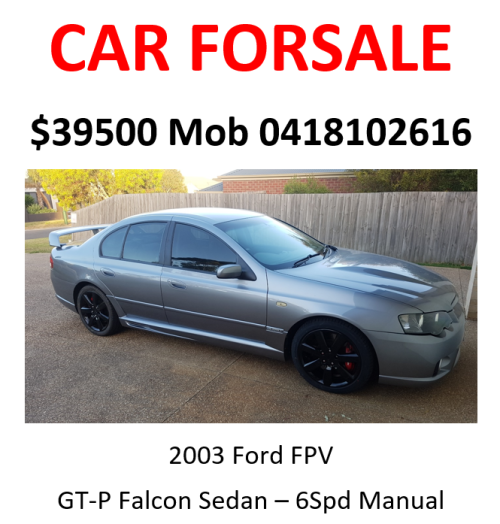 2003 GT-P Falcon Sedan – 6Spd Manual - VIC - Ring Matt 0418102616