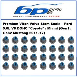 Premium Viton Valve Stem Seals – Ford 5.0L V8 DOHC "Coyote" / Miami (Gen1 / Gen2 Mustang 2011–17) Set of 32