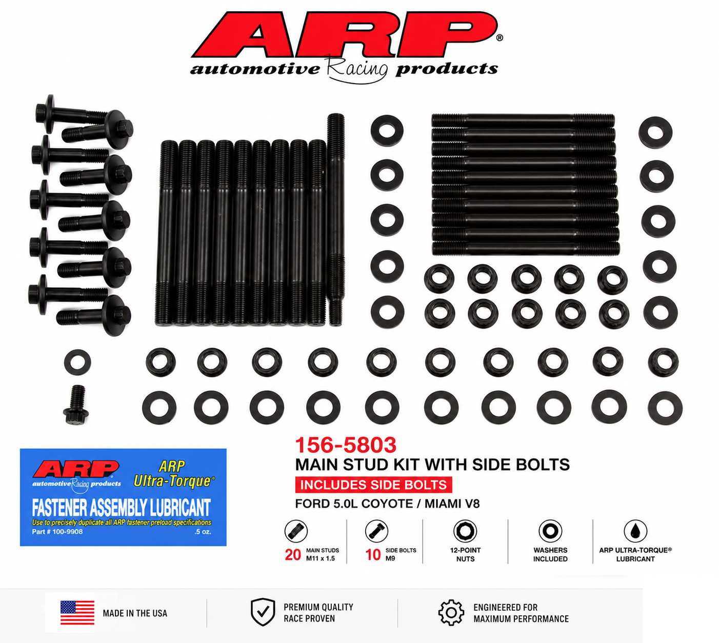ARP Main Stud Kit with Side Bolts – Ford 5.0L Coyote / Miami – 156-5803