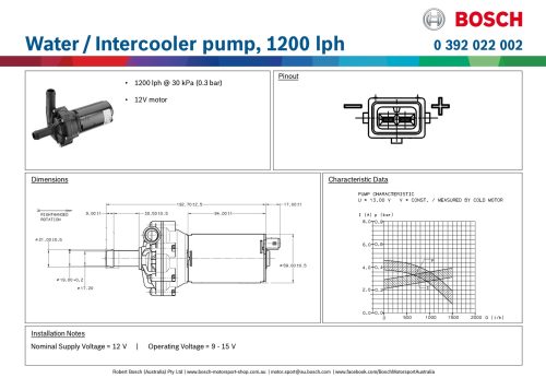 Bosch Motorsport Water Pump - Intercooler / Heat Exchanger 1200LPH - Image 7