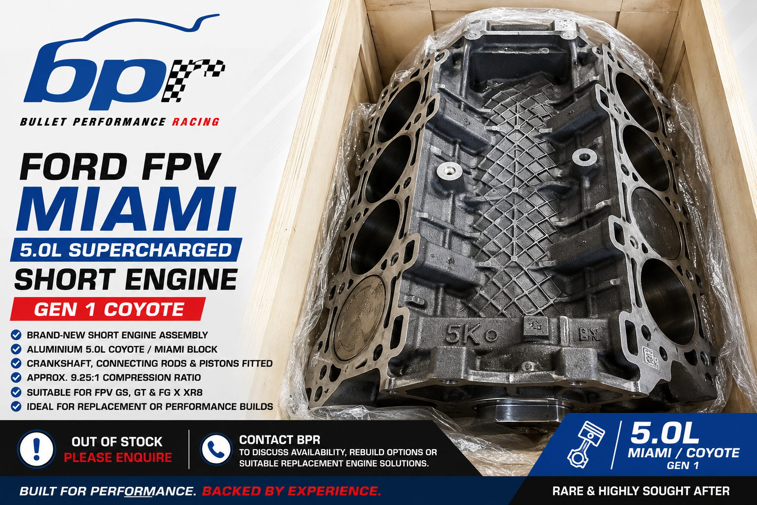 Ford Falcon FG FPV Miami Supercharged 5.0L 315kw-335kw - Short Engine - Gen 1 Coyote