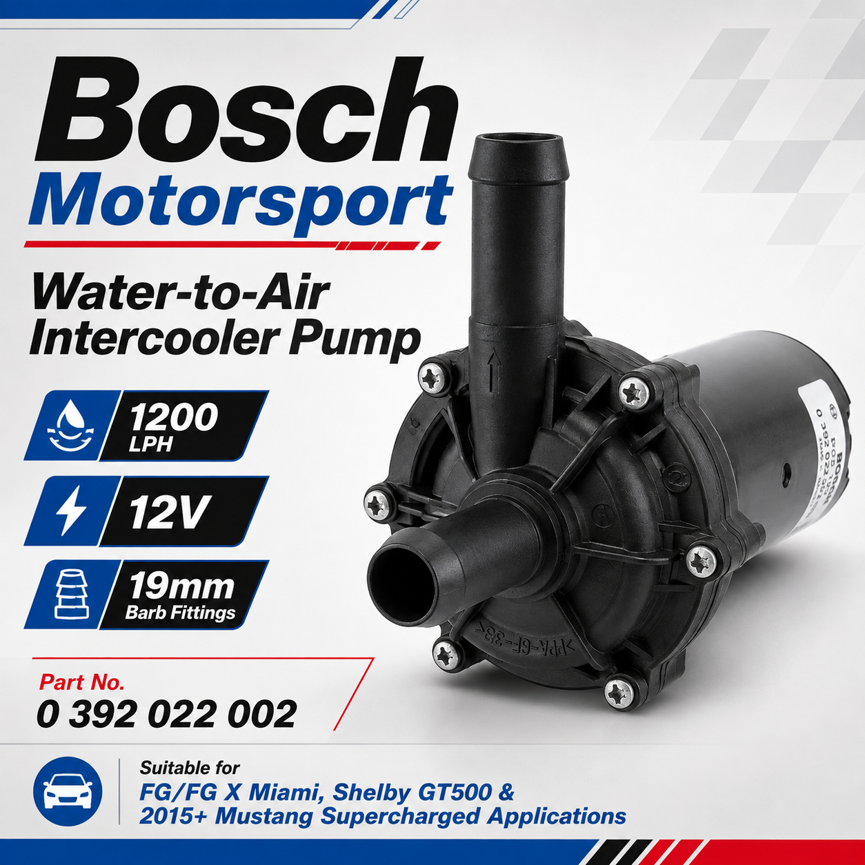 Bosch Motorsport 1200LPH Intercooler Water Pump – Miami, GT500 & Mustang Supercharged