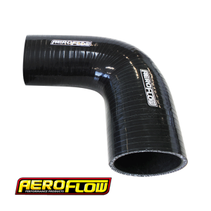 Aeroflow 90 Silicone Hose Reducer 3-1/2in to 3-1/4in 90-83mm ID Gloss black 5-1/2in 140mm AF9203-350-325