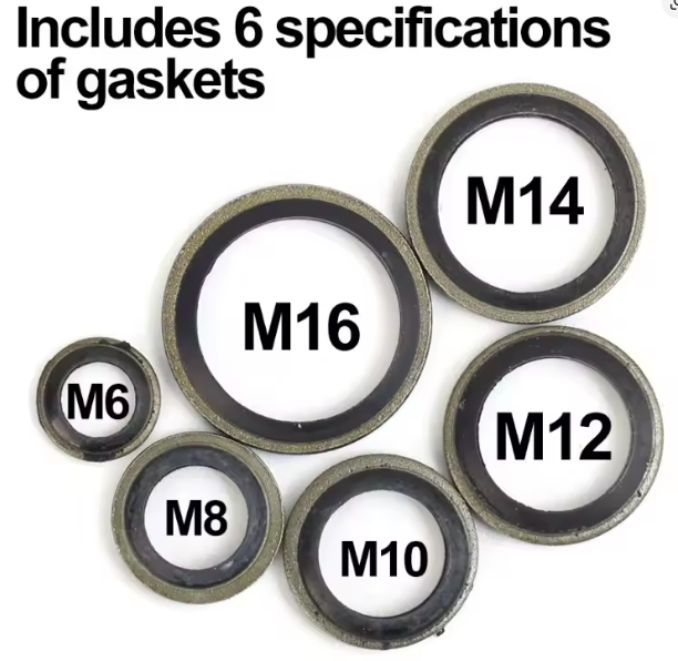 Universal Oil Drain Plug Washer & Sump Plug Gasket Kit – Rubber Sealing Washers with Drain Bolt Seals – M6, M8, M10, M12, M14 & M16 - Image 2