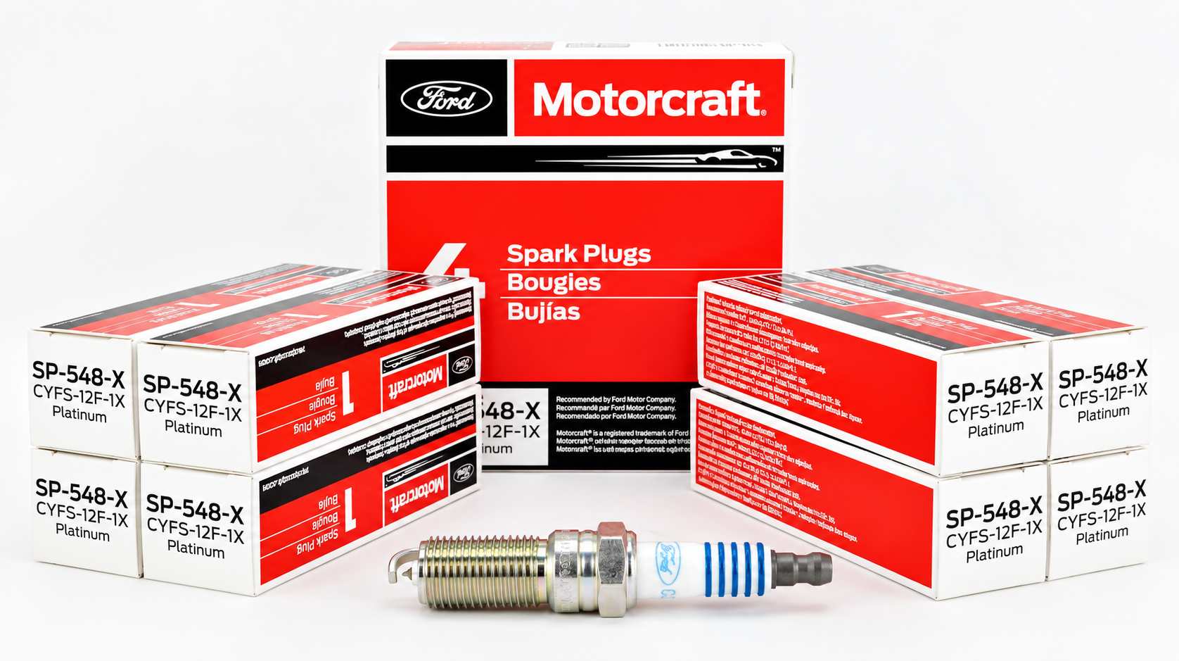 8x Genuine Ford Motorcraft Platinum Spark Plugs – SP-548-X / CYFS-12F-1X - Image 2