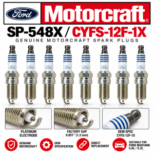 8x Genuine Ford Motorcraft Platinum Spark Plugs – SP-548-X / CYFS-12F-1X